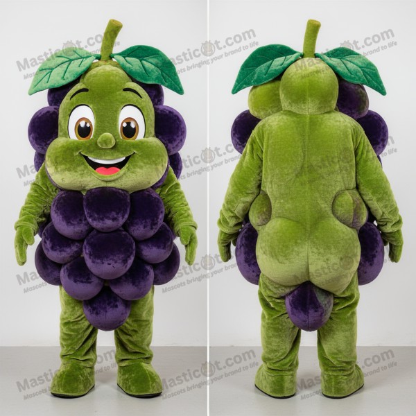 Olive green velvety grape mascot - Masticot.com