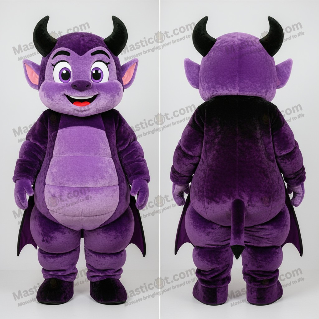 Lavender plush devil mascot - Masticot.com