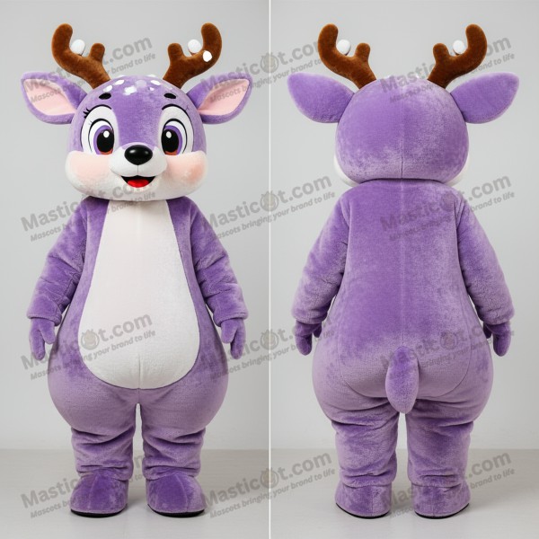 Lavender velvety roe deer mascot - Masticot.com