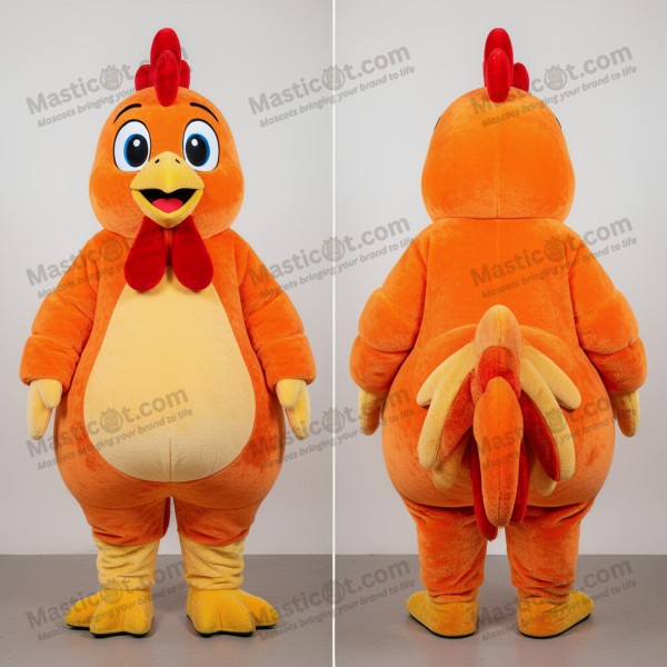 Bright orange fluffy roosters mascot - Masticot.com
