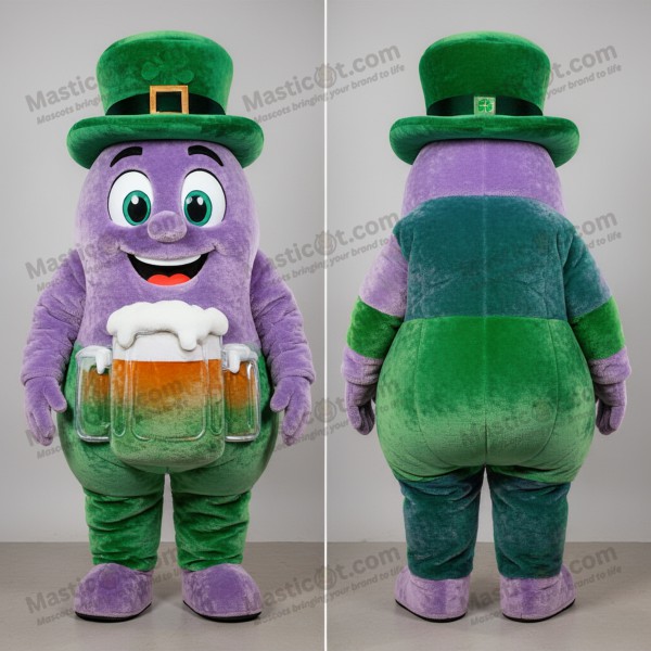 Lavender green plush green beer mascot - Masticot.com