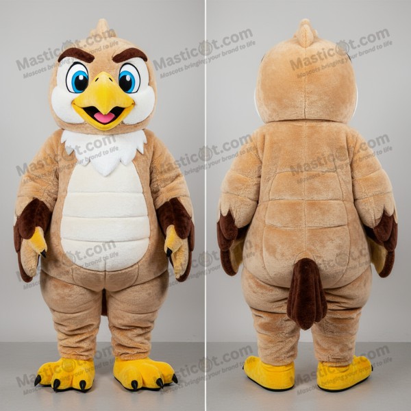 Tan plush broad winged hawk mascot - Masticot.com