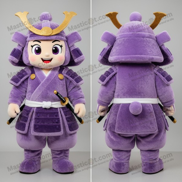 Lavender broad shouldered samurai mascot - Masticot.com