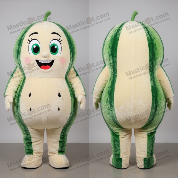 Emerald green broad shouldered watermelon mascot -