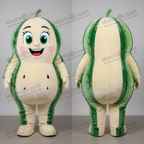 Emerald green broad shouldered watermelon mascot -