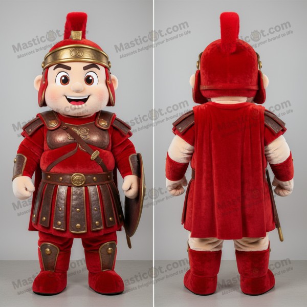 Crimson velvety roman soldier mascot - Masticot.com