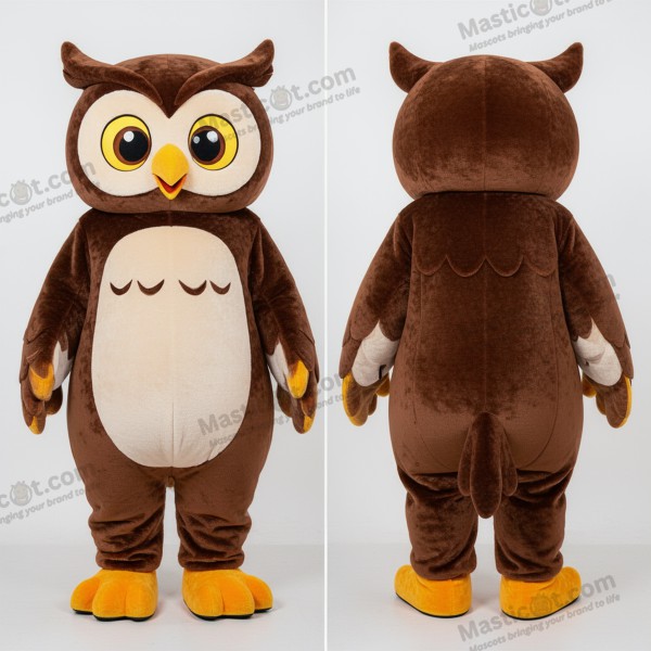 Brown soft feathered owl mascot - Owl - MASTICOT_31831 - Masticot.com