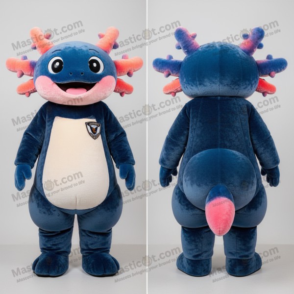 Navy blue velvety axolotls mascot - Masticot.com