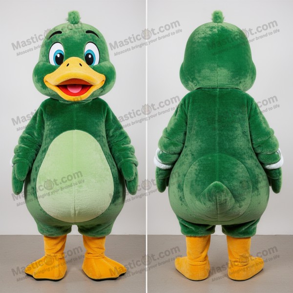Emerald green broad shouldered muscovy duck mascot -