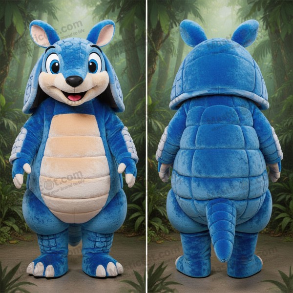Vibrant blue rounded armadillo mascot - Masticot.com