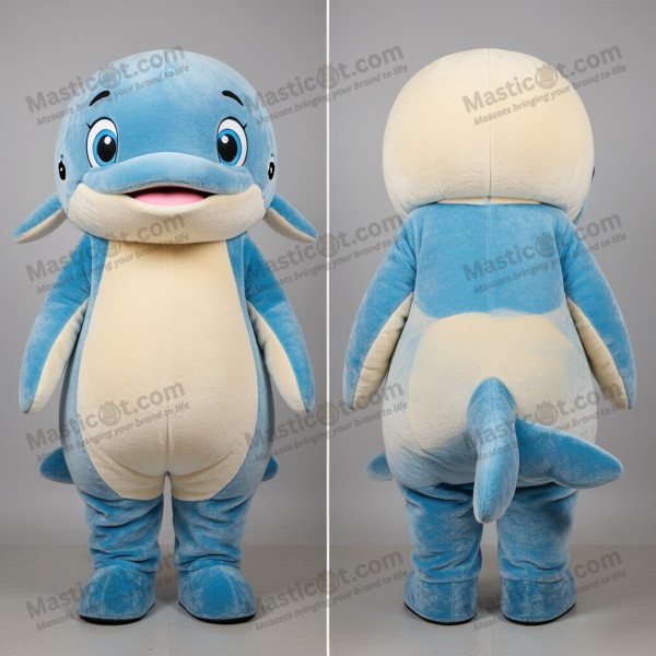 Cream blue broad shouldered blue whale mascot - Masticot.com