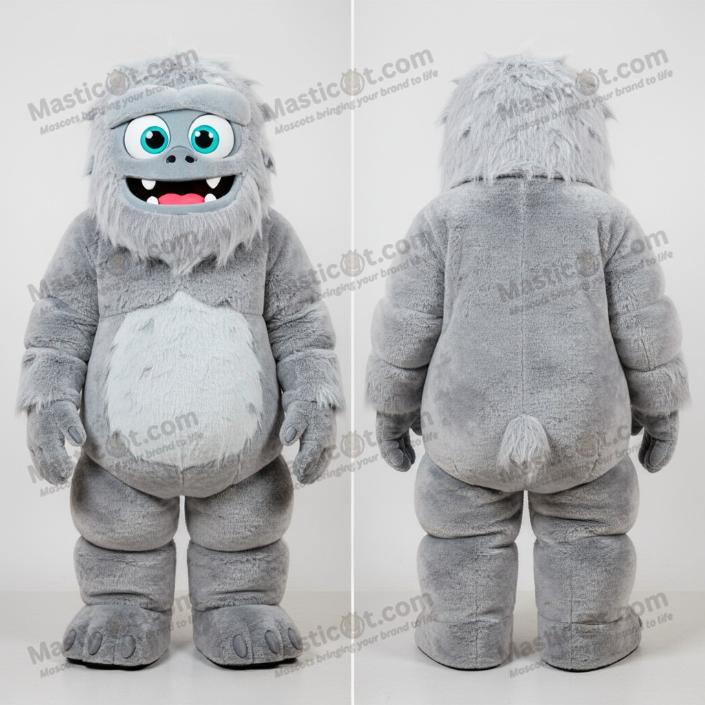 Gray fluffy yeti mascot - Masticot.com