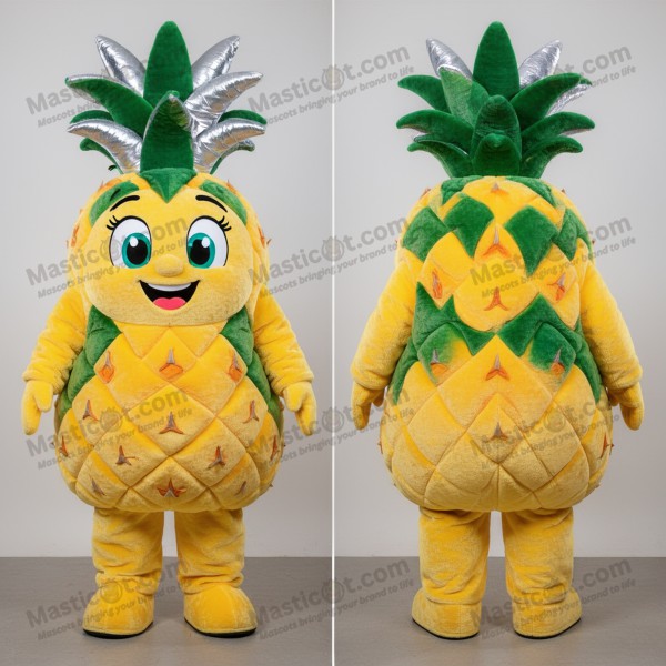 Silver Velvety Cartoon Pineapple Mascot - Masticot.com