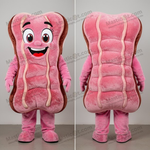 Pastel pink meaty bbq ribs mascot - Masticot.com