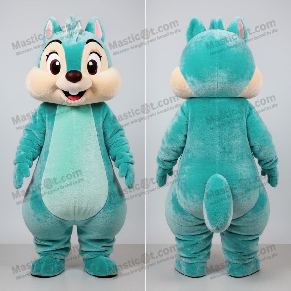 Turquoise velvet chipmunk mascot - Masticot.com