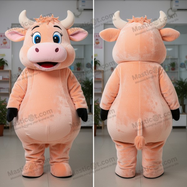 Peach colored gentle cow mascot - Masticot.com