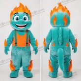 Turquoise Vuurspuwer Mascotte - Vuurvreter - MASTICOT_32220 - Masticot.com