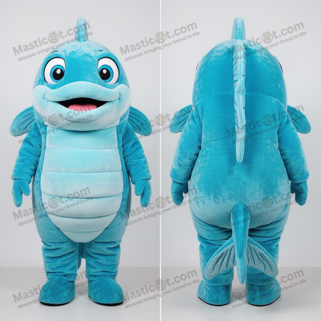 Cyan rounded cod mascot - Masticot.com