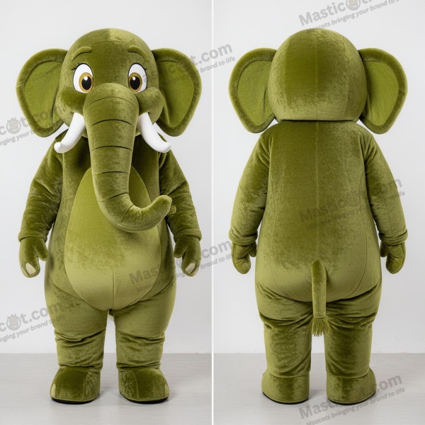 Olivově zelený maskot mamut - Mamut - MASTICOT_32261 - Masticot.com