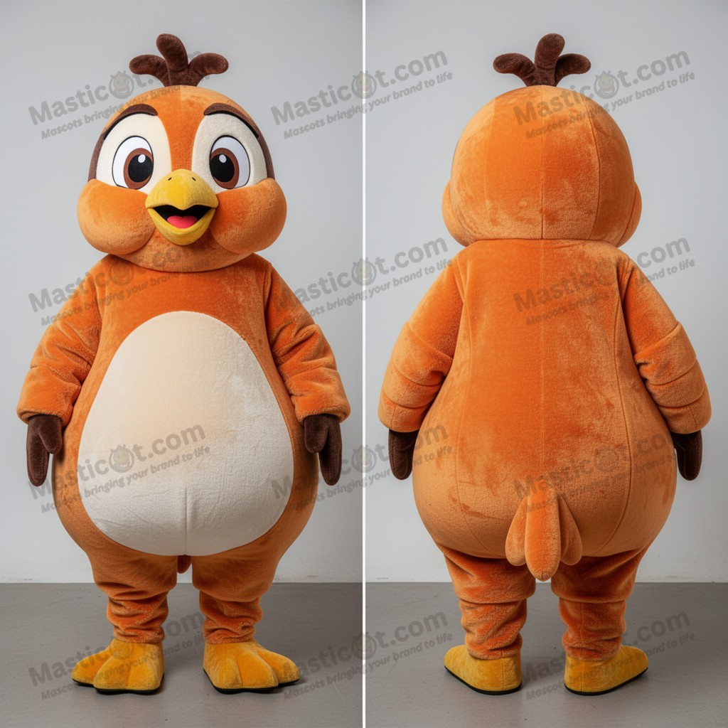 Orange fluffy quail mascot