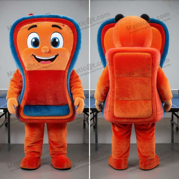 Rust orange wide eyed ping pong table mascot - Masticot.com