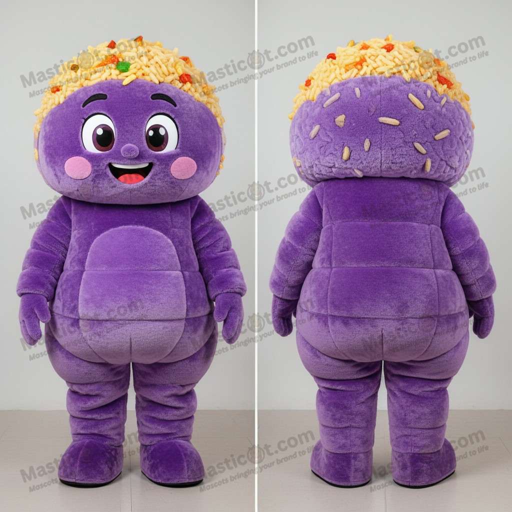 Indigo svirrende friteret ris-maskot - Stegt Ris - MASTICOT_3211 - Masticot.com