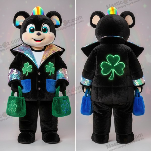 Zwarte Fluweel Cartoon Regenboog Mascotte - Regenboog - MASTICOT_32479 - Masticot.com