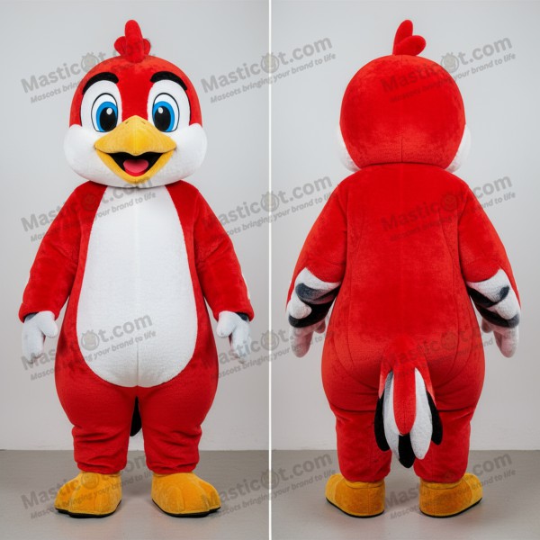 Mascotte pivert rouge écarlate expressive - Masticot.com