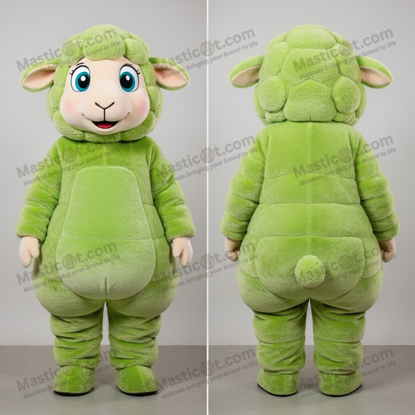 Lime green rounded suffolk sheep mascot - Masticot.com