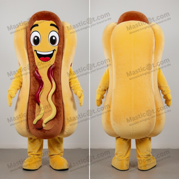 Golden yellow plump hot dogs mascot - Masticot.com