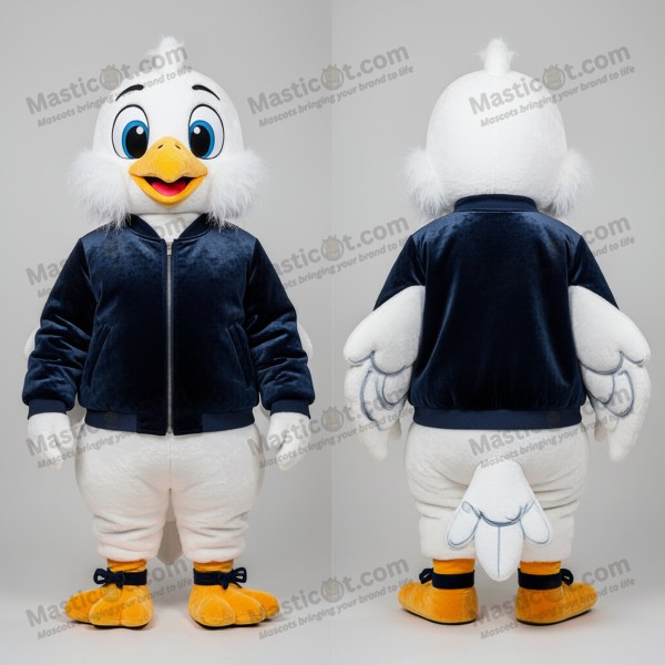 Velvet white sleek dove mascot - Masticot.com