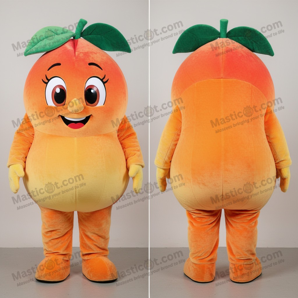 Fargerik oransje rund mango-maskot - Masticot.com
