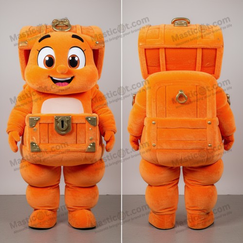 Rust orange wide eyed treasure chest mascot - Masticot.com