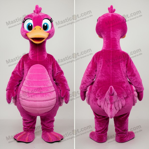 Magenta fløyelsmyk svane maskot - Masticot.com