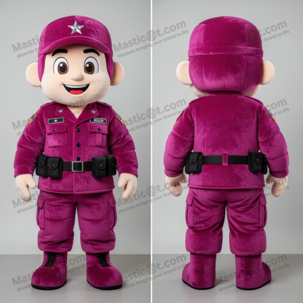 Costum de soldat american cu umeri largi și culoare magenta