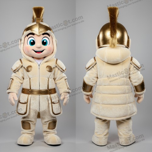 Cream colored heroic spartan soldier mascot - Spartan Soldier - MASTICOT_33014 - Masticot.com