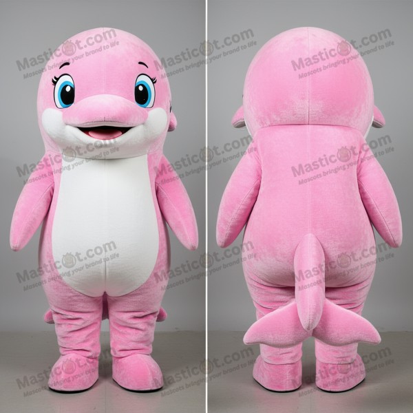 Pastellrosa smilende belugahval-maskot - Masticot.com