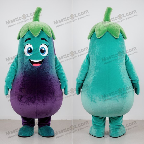 Turquoise velvety eggplant mascot - Masticot.com