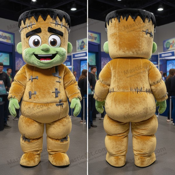 Gold fleece friendly frankensteins monster mascot -