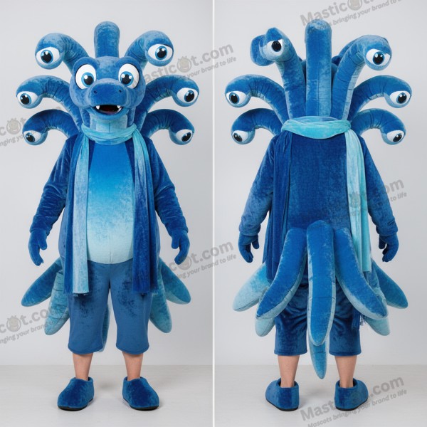 Mascotte Hydra Bleu Cobalt en Dessin Animé - Hydre - MASTICOT_33460 - Masticot.com