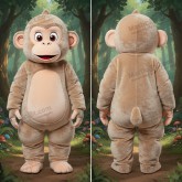 Beige Cartoon Chimpanzee Mascot - Masticot.com