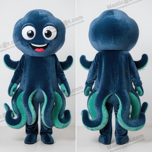Mascotte Calmar Bleu Profond Velouté - Calamar - MASTICOT_33494 - Masticot.com