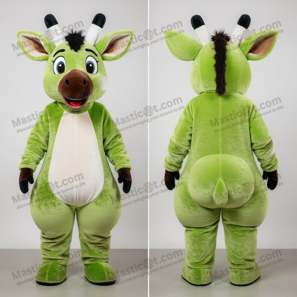 Lime green broad shouldered okapi mascot - Masticot.com