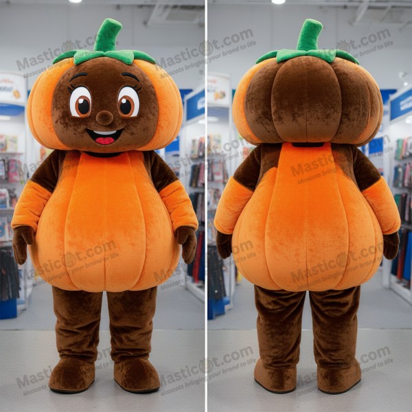 Brown rounded pumpkin mascot - Masticot.com