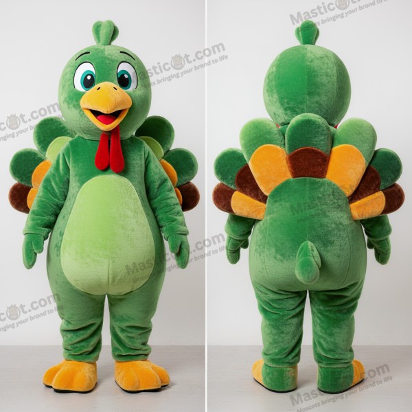 Grüner Plüsch-Truthahn-Maskottchen - Truthahn - MASTICOT_33664 - Masticot.com