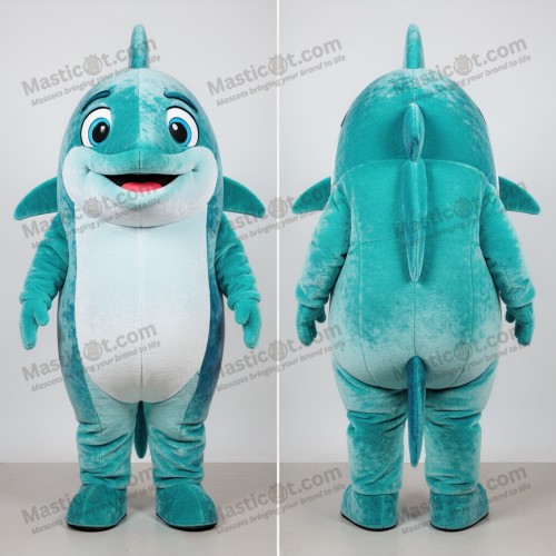 Turquoise smiling tuna mascot - Masticot.com