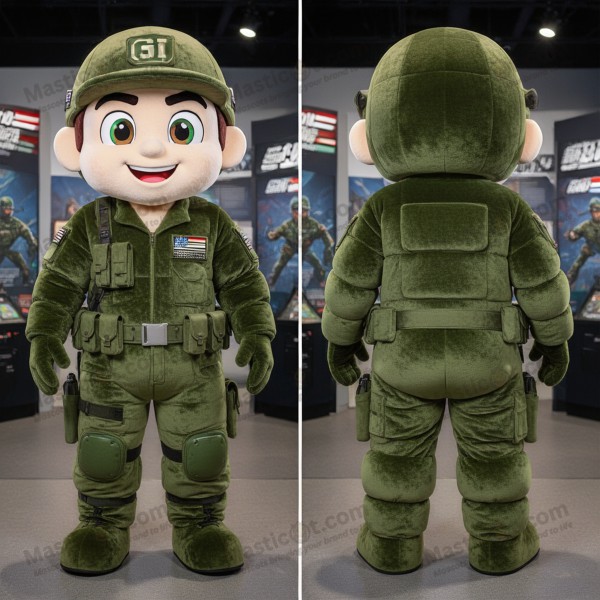 Mascotă Gi Joe verde măsliniu robust - Masticot.com