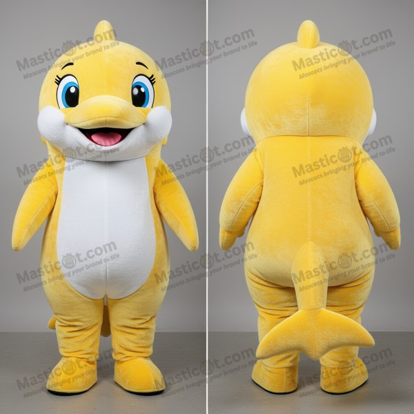 Yellow cheerful dolphin mascot - Masticot.com