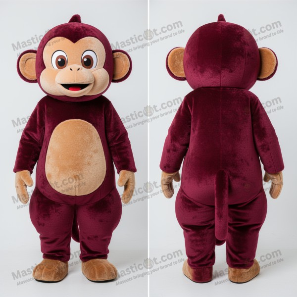 Maroon raincoat beret capuchin monkey mascot - Masticot.com