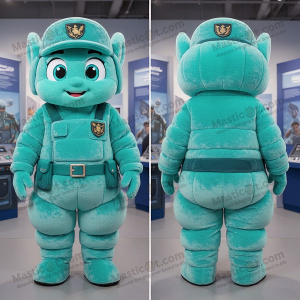Maskot vojáka letectva s tyrkysovými detaily - Masticot.com